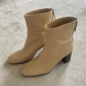 Tan leather heeled ankle boots from Mango (EUR 38/US 7.5)